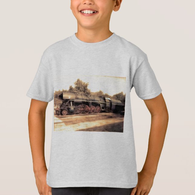 Zugdampfbahn Steampunk Motor Zielort T-Shirt (Vorderseite)