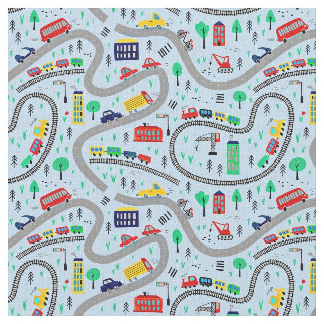 Züge Busbahnstrecke Autos auf blass   Stoff (Nahaufnahme)