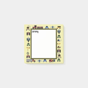 Züge, Ebenen und Automobile Jungen Monogrammiert Post-it Klebezettel