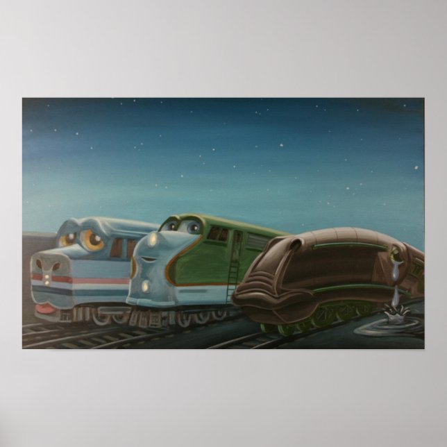 Züge in Boston Yard Poster (Vorne)