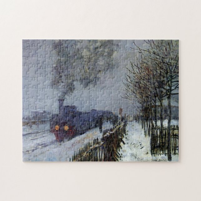 Züge in Snow Monet Kunstvoll wandern Puzzle (Horizontal)