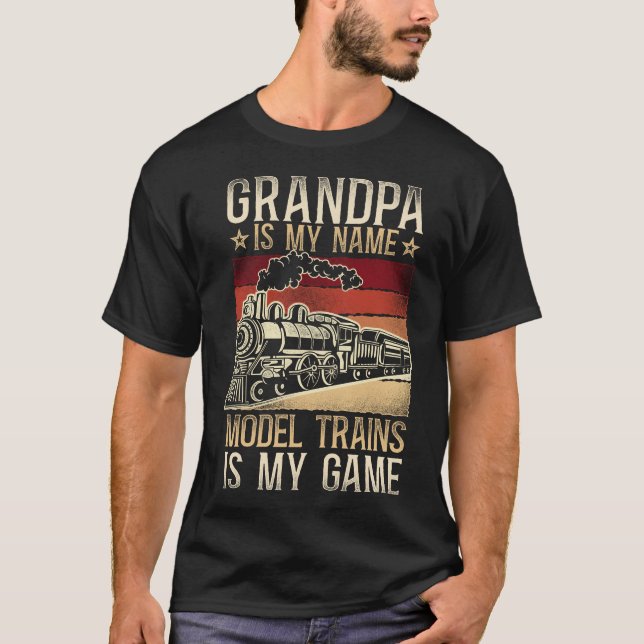 Züge Lokomotive Opa ist mein Name Modellbahnen T-Shirt (Vorderseite)