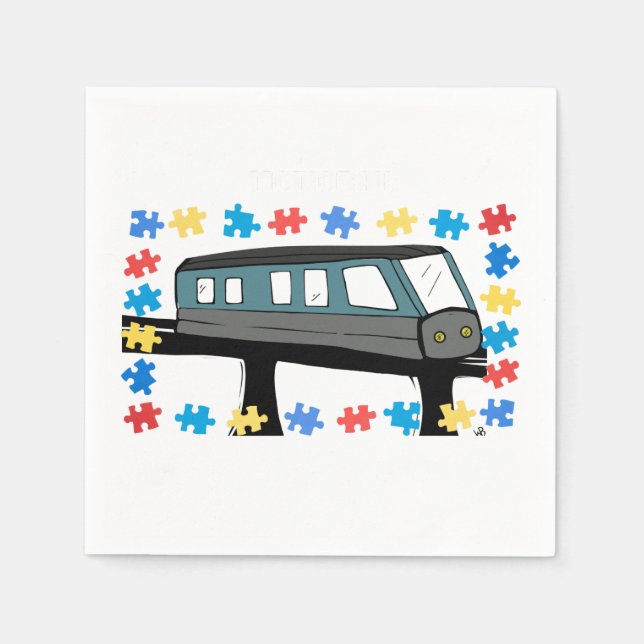 Züge Monorail Autism Aspergers Sensory Serviette (Vorderseite)