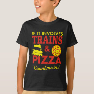 Züge und Pizza Fun Autismus Bewusstsein T-Shirt