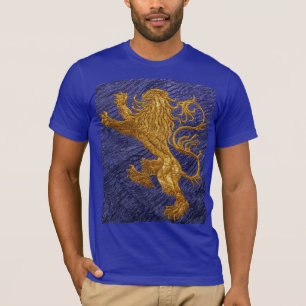 Zügelloser Löwe - Gold auf Blau T-Shirt