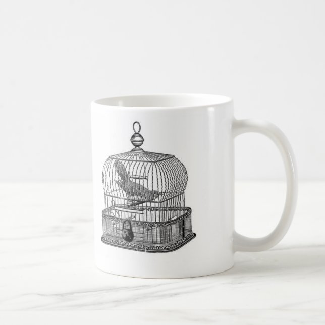 Zugeschlossener u. eingesperrter Kuckuckvogel Kaffeetasse (Rechts)