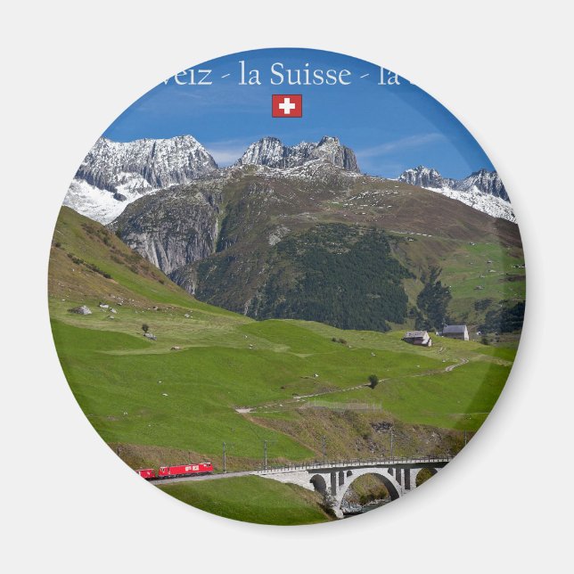 Zugfahrt durch die Schweizer Alpen Magnet (Vorne)