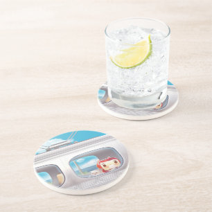 Zugfahrt mit Katze Getränkeuntersetzer