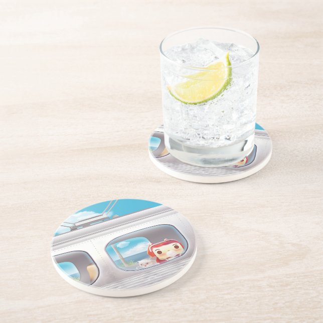 Zugfahrt mit Katze Getränkeuntersetzer (Seite)