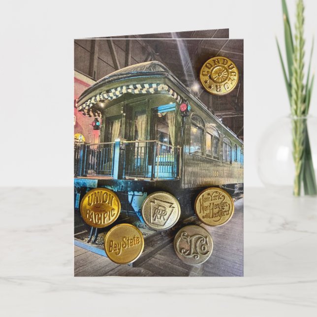 Zugknopf Eisenbahn Postkarte (Vorderseite)