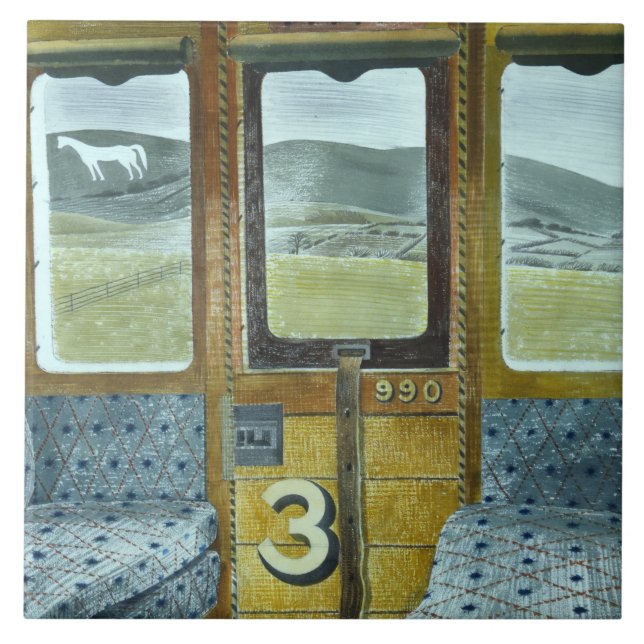 Zuglandschaft (von Eric Ravilious) Fliese (Vorderseite)