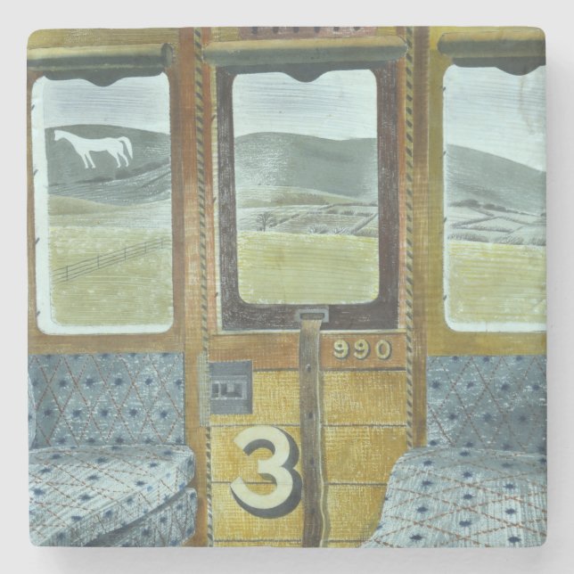 Zuglandschaft (von Eric Ravilious) Steinuntersetzer (Vorderseite)