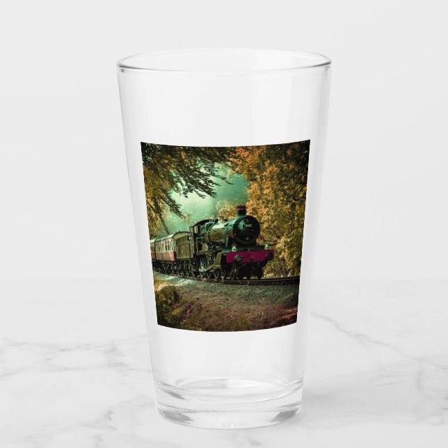 Zuglokomotive Retro Vintage Herbstlaub Glas (Vorderseite)
