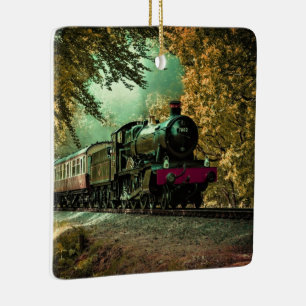 Zuglokomotive Retro Vintage Herbstlaub Keramikornament