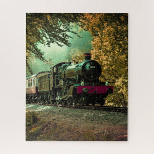 Zuglokomotive Retro Vintage Herbstlaub Puzzle