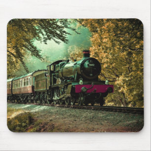 Zuglokomotive Retro Vintage Herbstlaube Mousepad