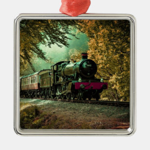 Zuglokomotive Retro Vintage Herbstlaube Ornament Aus Metall