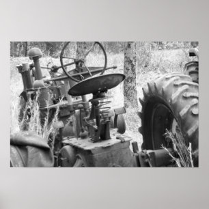 Zugmaschine in Schwarzweiß Poster