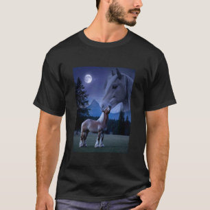 Zugpferd heult auf dem Mond Farm Tierporträt W T-Shirt