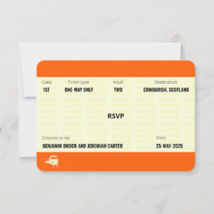 Zugschein Inspiriert   Gay Wedding RSVP Karte