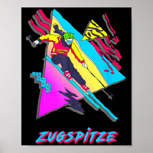 Zugspitze Retro-Skifahrer Skifahren Design inspiri Poster