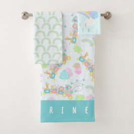 Zugtiere Blue Baby Blanket Badhandtuch Set