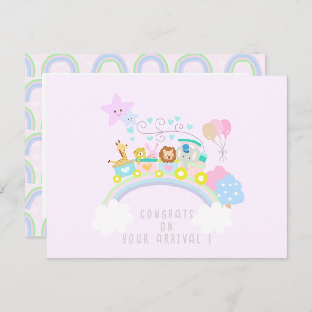 Zugtiere rosa postkarte (Vorne/Hinten)