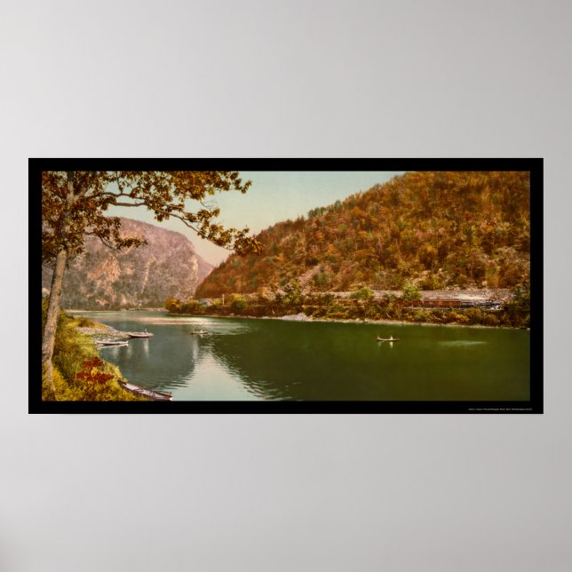 Zugübergang durch die Delaware-Wasserlücke 1900 Poster (Vorne)