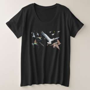 Zugvögel auf ihren Flügen in Schwarz Große Größe T-Shirt