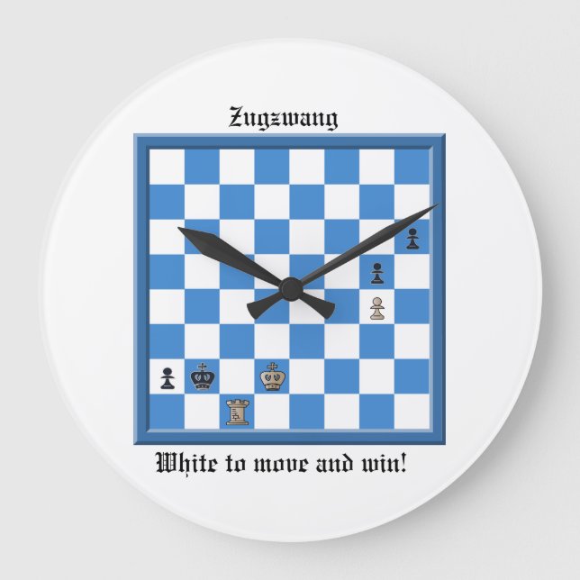Zugzwang Schess Puzzle Große Wanduhr (Vorderseite)