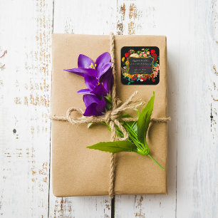 Zuhause, 100 % Honig aus der Küche der Blumenküche Quadratischer Aufkleber