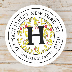 Zuhause Address Chic Modern Christmas Family Monog Runder Aufkleber