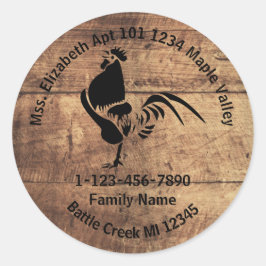 Zuhause-Adresse der Rooster-Silhouette Runder Aufkleber