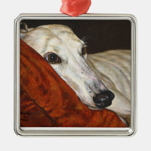 Zuhause an der letzten Windhund Whippet Ornament Aus Metall