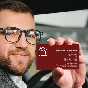 Zuhause Appraisers Logo Template Red Business Card Visitenkarte