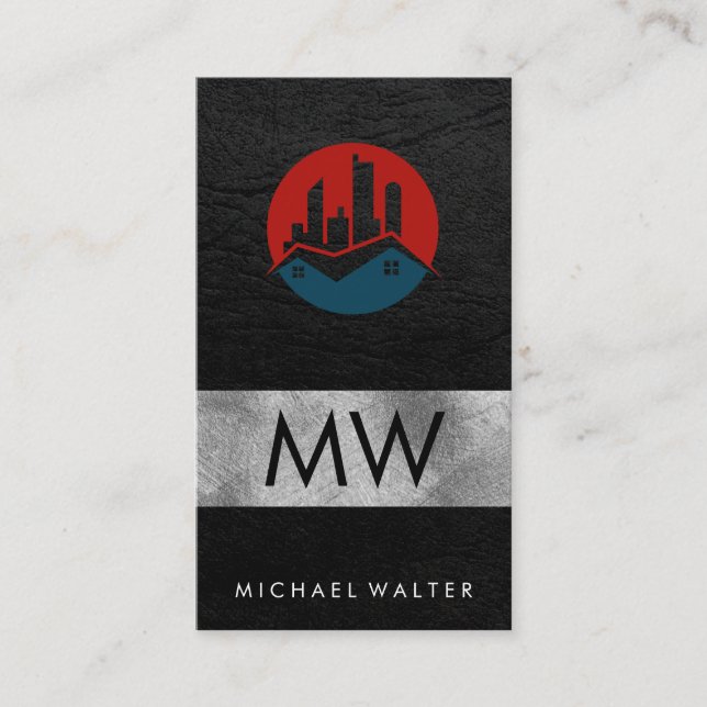 Zuhause Architect-Gebäude | Leder Visitenkarte (Vorderseite)