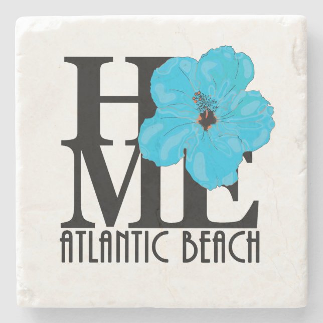 ZUHAUSE Atlantic Beach Blue Hibiskus Steinuntersetzer (Vorderseite)