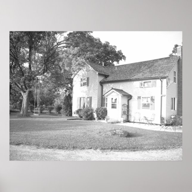 Zuhause auf der Farm/Schwarz-Weiß-Fotografie Poster (Vorne)