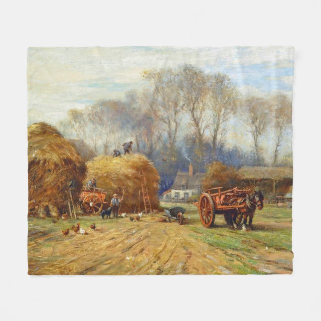 Zuhause auf der Hay Farm Wilhelm Blacklock Fleecedecke (Vorderseite (Horizontal))