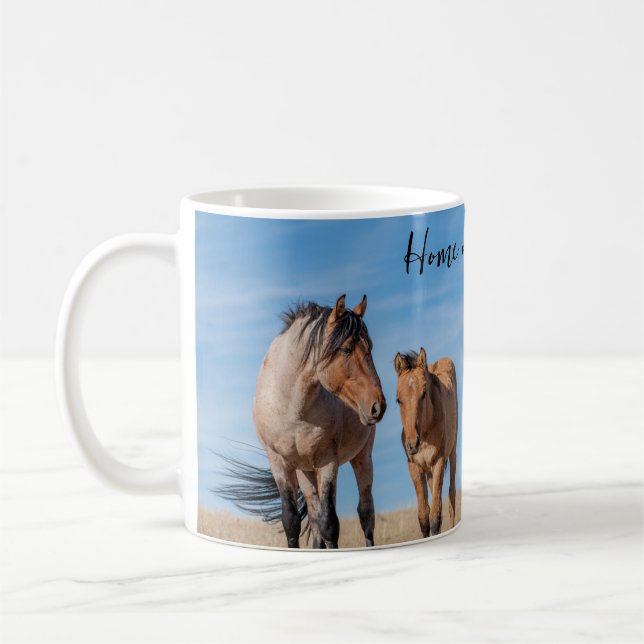 Zuhause auf der Range Wild Mustang Kaffeetasse (Links)