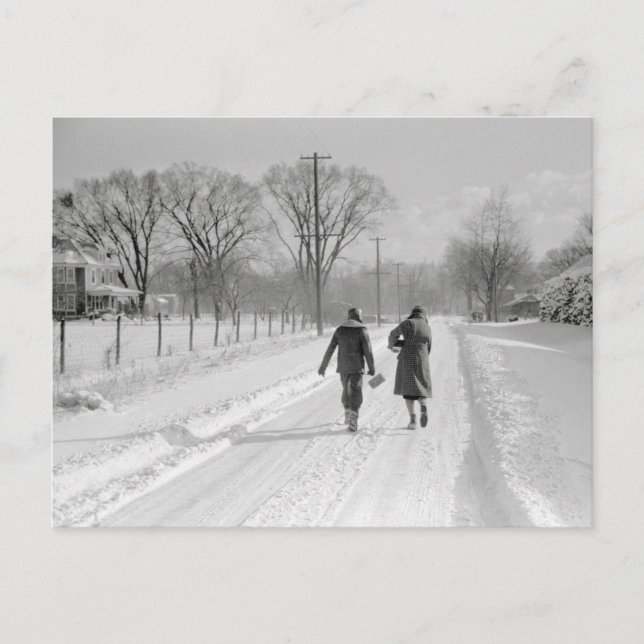 Zuhause aus der Schule laufen, 1940 Postkarte (Vorderseite)