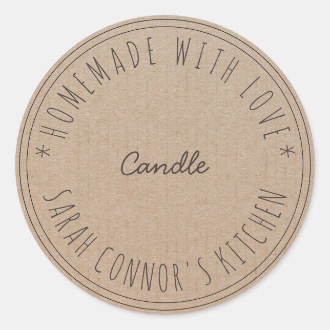 Zuhause aus Liebe Candle Kraft Papier Runder Aufkleber (Vorderseite)