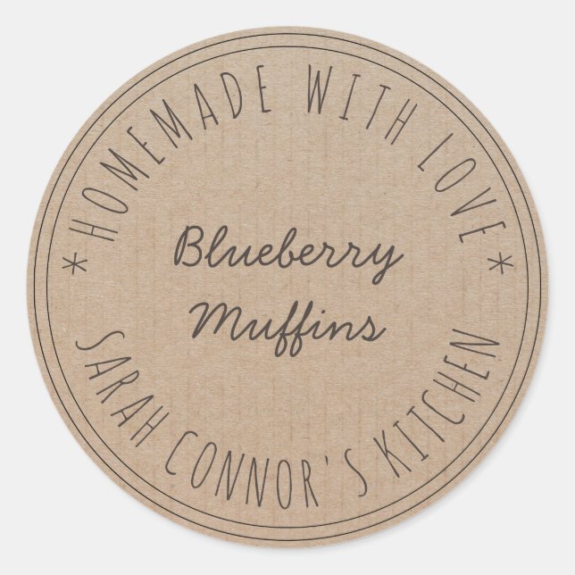 Zuhause aus Liebe Muffins Kraft Baking Kraft Runder Aufkleber (Vorderseite)