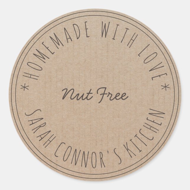 Zuhause aus Liebe Nut Free Kraft Paper Runder Aufkleber (Vorderseite)