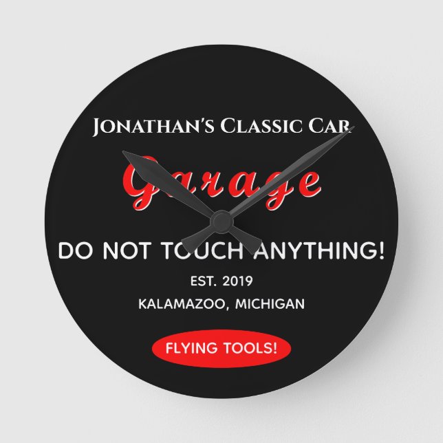 Zuhause Auto Mechanische Garage Flying Tools Wall  Runde Wanduhr (Vorderseite)