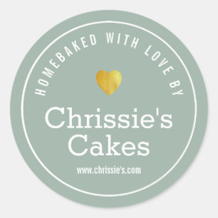 Zuhause-Bäckerei grün personalisiert Runder Aufkleber