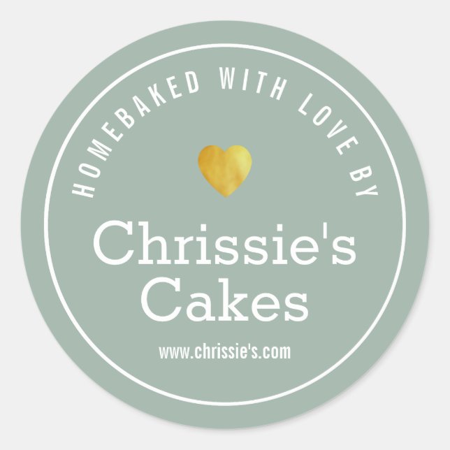 Zuhause-Bäckerei grün personalisiert Runder Aufkleber (Vorderseite)