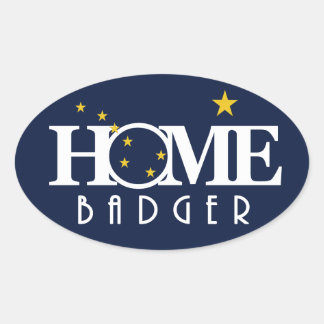 ZUHAUSE Badger Alaska Ovaler Aufkleber