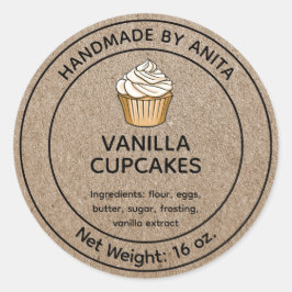 Zuhause Baked Vanilla Cupcakes Label Kraft Runder Aufkleber