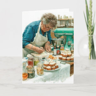 Zuhause Baker in Aquarellfarben Karte
